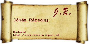 Jónás Rázsony névjegykártya